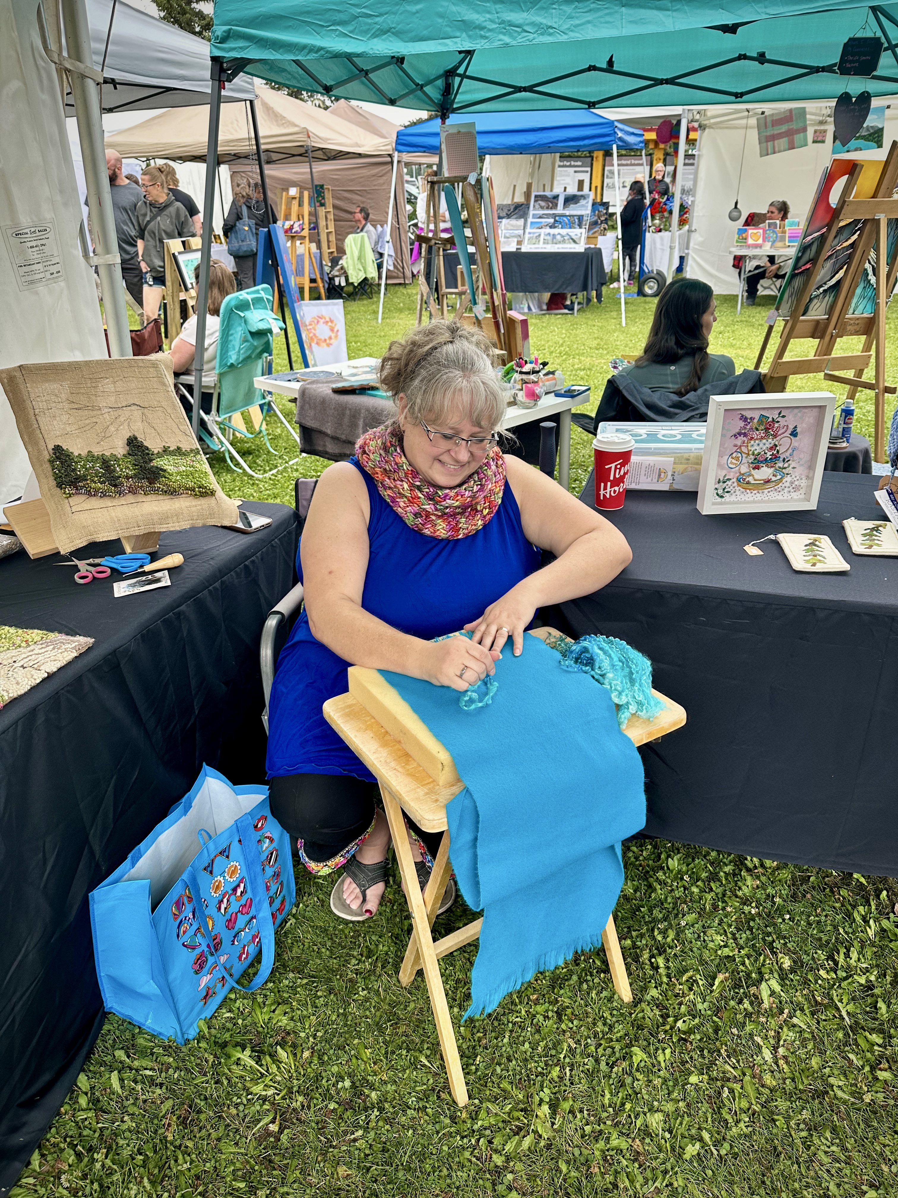 Evening jam session along the Hinton Art Walk route in August 2025