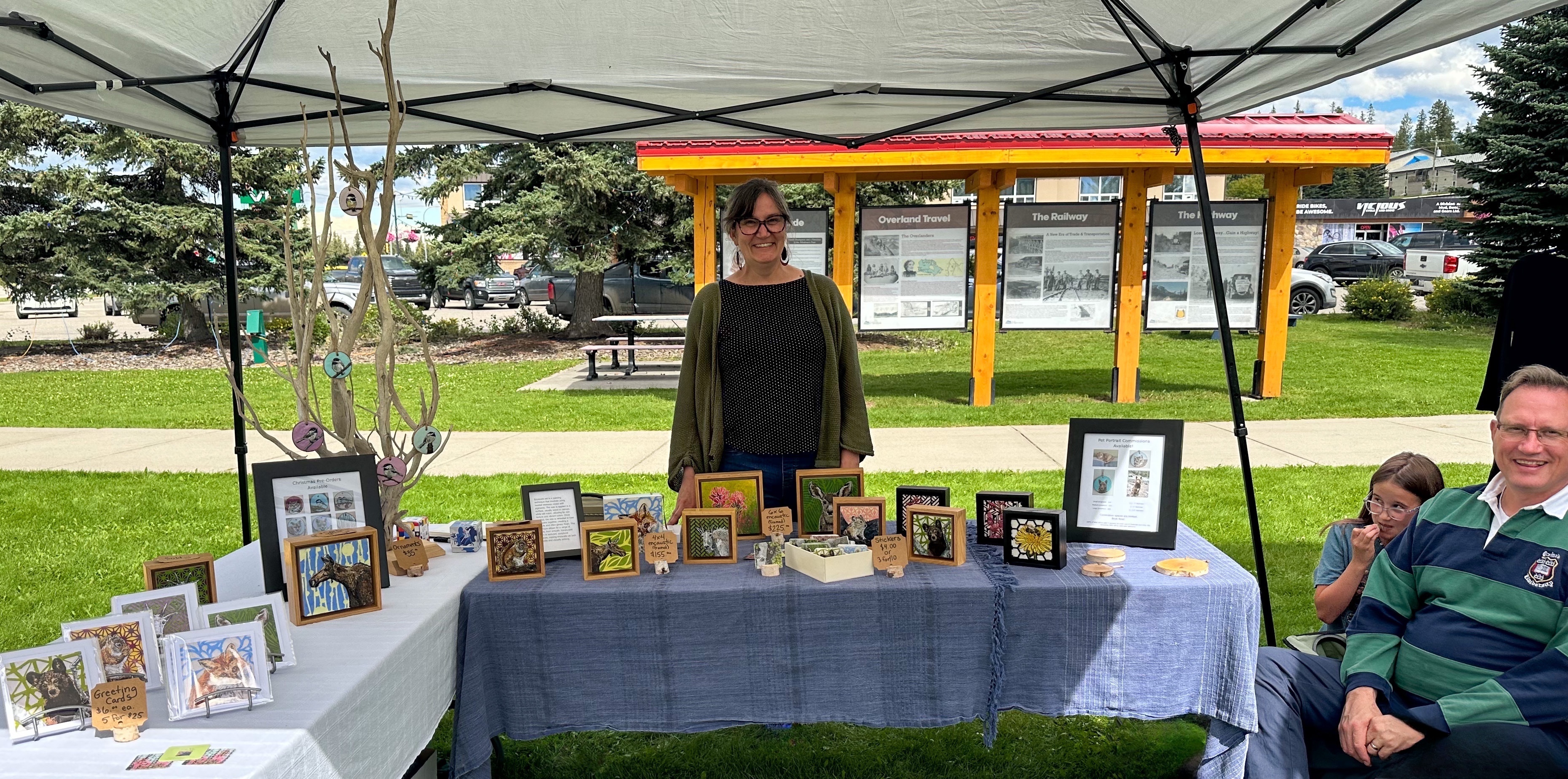 Joy Burkinshaw greeting visitors at the Art Walk