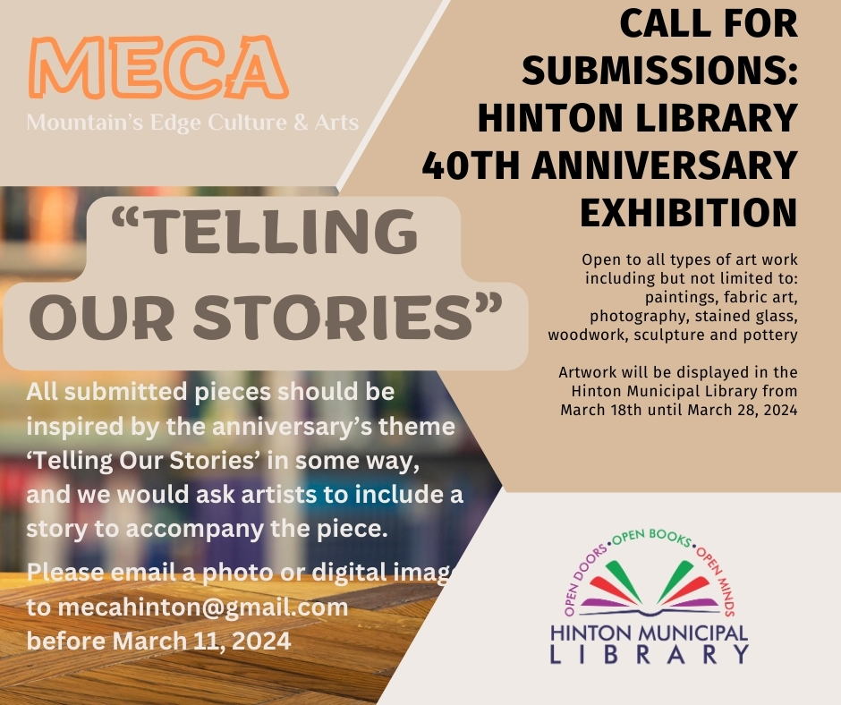 Poster promoting the Hinton Public Library anniversary celebrations